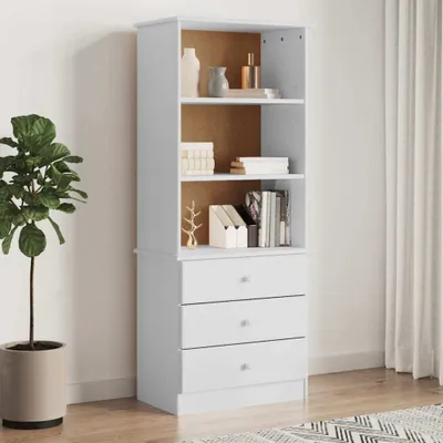 Productafbeelding van Maison Exclusive - Boekenkast met lades, model ALTA, wit, 60x35x142 cm, van grenenhout