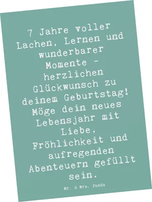 Produktbild von Mr. & Mrs. Panda Postkarte Spruch 7. Geburtstag - Meeresbrise - Geschenk, Geburtstagsgeschenk, Herzlichen Glückwunsch, siebter Feier, Fröhlichkeit, Grußkarte, Postkarten
