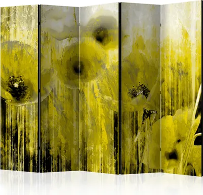 Produktbild von Akusticher Raumteiler Abstrakt Blumen Foto Paravent 225x172 cm beidseitig auf Vlies-Leinwand bedruckt Akustikschaum Trennwand Spanische Wand Sichtschutz Home Office Mohnblumen a-C-0130-z-c