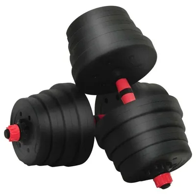 Produktbild von Hantelset mit Langhantel - 2-in-1 Kurzhantel Langhantel Set 30 kg - Zement Eisensand Füllung - Für Heimtraining und Muskeltraining für Männer - Schwarz