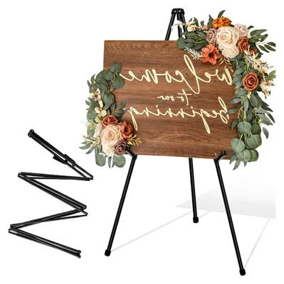 Produktbild von Verstärkte Metallstaffelei 165 cm - Faltbare und tragbare Bodenstaffelei für Malerei, Poster, Leinwand, Hochzeitsschilder, Bilderständer - Schwarz