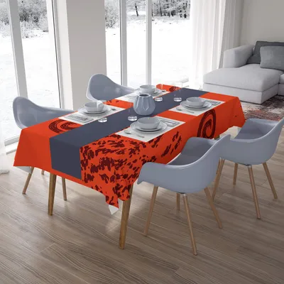 Tischdecke 100% Polyester, Orange Bordeaux, 140x200 cm