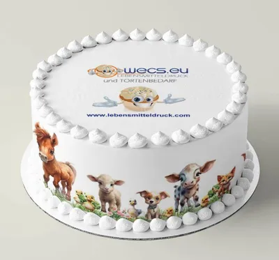 Produktbild von Baby Tiere Bauernhof Tortenband Umrandung essbar 6.5 cm hoch Bordüre auf premium Fondantpapier