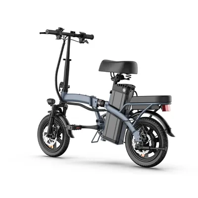 Immagine prodotto di Qekud Bicicletta elettrica pieghevole 14 pollici – Batteria 48V 7,5Ah, motore 250W, 25 km/h, ammortizzatori anteriori e posteriori, freni a disco, magazzino UE Grigio