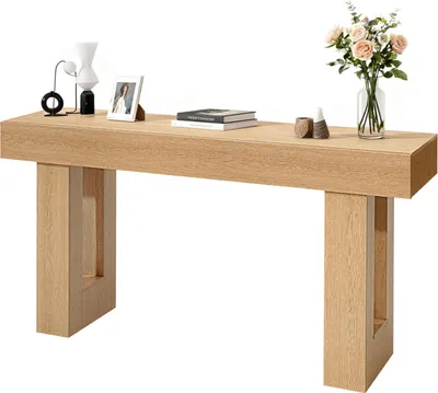 Immagine prodotto di Consolle VEVOR tavolo da divano (160 x 35 x 85 cm / L x L x A), tavolo da ingresso rettangolare stretto in truciolato per corridoio camera da letto soggiorno foyer, tavolo da corridoio tavolo laterale legno naturale