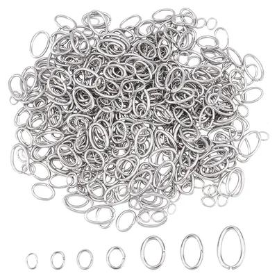 Produktbild von Ovale Sprungringe - 7 Größen von 3-10 mm - Für Schmuckherstellung und Schlüsselanhänger - 700 Stück 18-24 Gauge Edelstahl Silberfarben