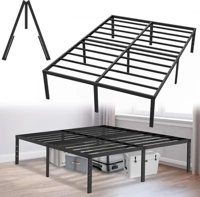 Obrázek produktu pro ACXIN rám postele 160 x 200 cm kovová postel Rám postele Postel na plošině z kovu Manželská postel s výškou 37,5 cm Úložný prostor pod postelí - maximální nosnost 270 kg