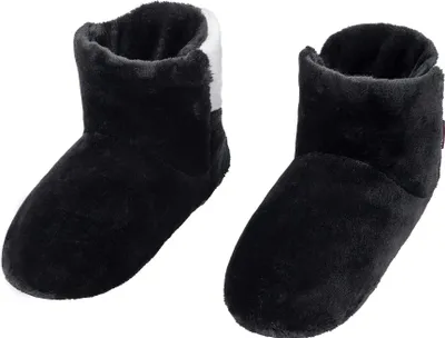 Produktbild von RAIKOU COSYSCHOE Hausschuhe-Pantoffel Stiefel für Damen, Herren aus Micro Flausch mit ABS und Rutschfester Sohle, Super Flauschige Schwarz-37/40