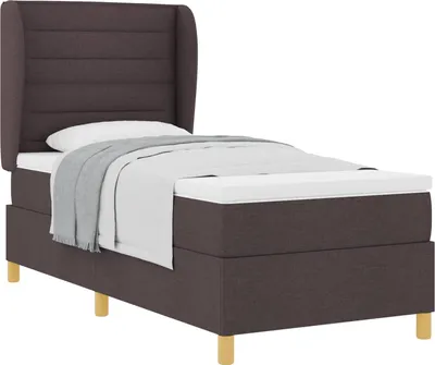 Imagen del producto de Cama con somier y colchón de la marca vidaXL, color marrón oscuro, dimensiones 200 x 80 cm, tapizada en tela