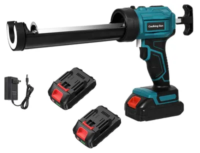 Produktbild von 18V elektrische Kartuschenpistole - kabellose Silikon- und Dichtstoffpistole - 4 Geschwindigkeiten - LED-Licht - für Türen und Fenster - mit 2 Akkus