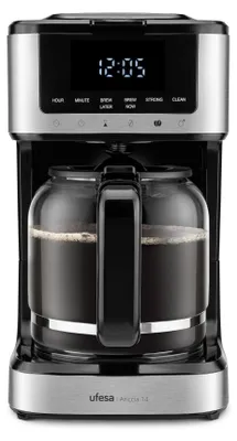 Productafbeelding van Ufesa Ariccia 14, Koffiezetapparaat voor filterkoffie, 1,8 liter, Geschikt voor gemalen koffie, 900 W, Zwart, RVS