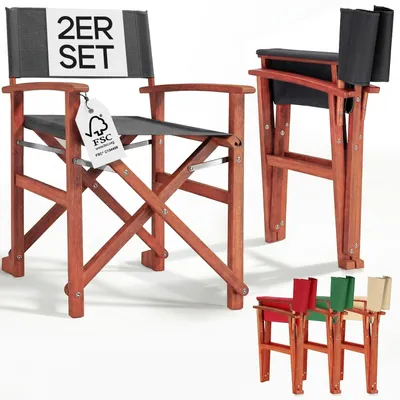 Produktbild von CASARIA® Regiestuhl 2er-Set, wetterfest, FSC®-Zertifiziert, anthrazit