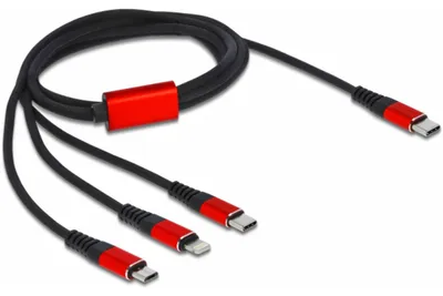 Image de DELOCK USB Ladekabel 3 in 1 USB/C -> Lightning/Type-C/Micro