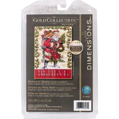 Imagen del producto de Kit de bordado "Gold Collection Petites, Fe en Santa", con patrón de puntos de cruz, dimensiones: 12,7 x 17,7 cm