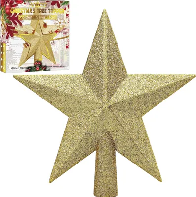 Produktbild von Glitzernde Weihnachtsbaumspitze, bruchsichere Weihnachtsbaumdekoration, Baumspitze als Weihnachtsschmuck oder Heimdekoration