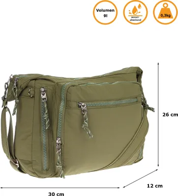 Produktbild von Große Damen Tasche Schultertasche Umhängetasche Henkeltasche Nylon Optik Bag Olive