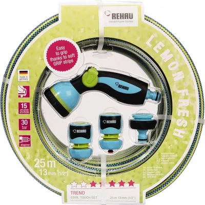 Zdjęcie produktu dla Wąż ogrodowy Cool Touch 1/2" 25m z podstawowym wyposażeniem Lemon fresh
