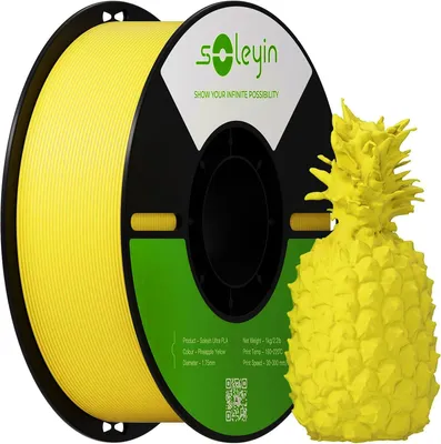 Image de Filament Creality Soleyin Ultra PLA, 1,75 mm, 1 kg pour imprimante 3D - Jaune ananas - 3301010506