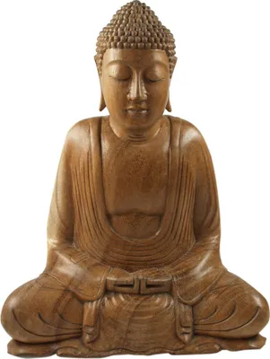 Produktbild von Holzbuddha, Buddha Statue, Handarbeit 30 cm, Dhyana Mudra - Design 11, Braun, Buddhas