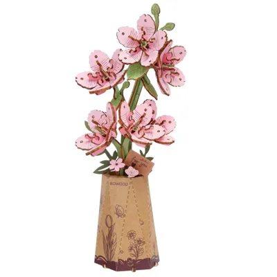 Produktbild von 3D Holzblume Kirschblüte – DIY Holzpuzzle Bausatz Erwachsene
