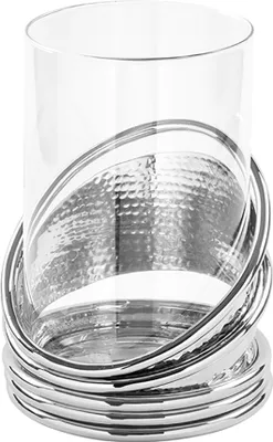 Produktbild von Fink COLETTE, Windlicht, vernickelt, Glas, silberfarben, H. 25 cm, D. 17.5 cm 159593
