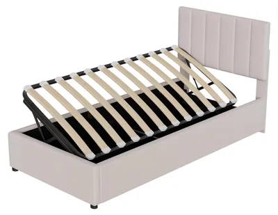 Produktbild von Kinderbett - Einzelbett 90x200 cm - Holzrahmen - Modern Minimalistisch - Montage Erforderlich - Ohne Matratze - Beige