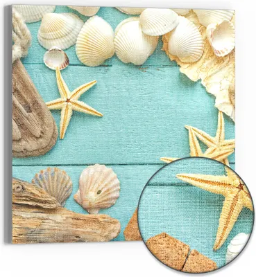 Produktbild von DEQORI Hybrid Leinwand Bild 50x50 cm 'Meeresmärchen' Wandbild Glas flach modern