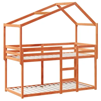 Obrázok produktu pre vidaXL Poschodová posteľ so strechou vosk hnedá 80x200 cm masívne borovicové drevo