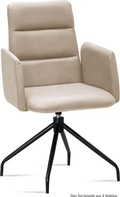 Produktbild von Armlehnstuhl drehbar (4er-Set) Domona 52x92x60 Schwarz/Natur