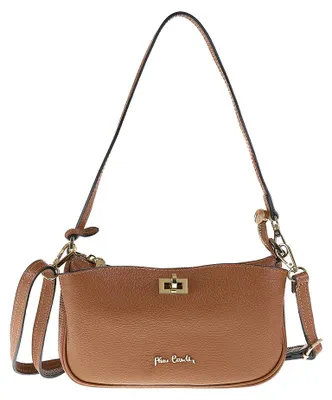 Produktbild von Pierre Cardin Schultertasche aus echtem Leder mit Reißverschluss Cognac UNICA 32x22x13 cm 1992-CUOIO