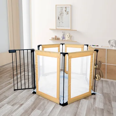 Produktbild von Laufgitter XXL Laufstall Schutzgitter klappbar Baby Gitter 6 Teilig Kinder Gelb Neu
