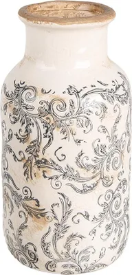 Image de Clayre & Eef Vase Ø 14x26 cm Beige Gris Céramique Fleurs