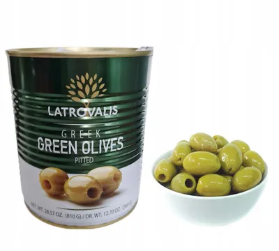 Produktbild von Latrovalis Grüne Oliven ohne Kern 360 g – Griechische Chalkidiki-Oliven