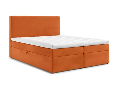 Image de AX LIVING Lit boxspring 200x200 Kilve Amber velours avec sommier Topper