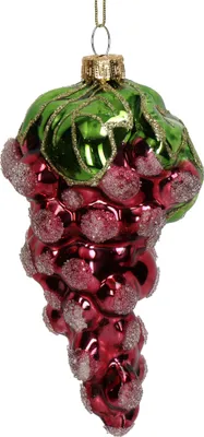 Produktbild von Christbaumschmuck Glas 12,8cm Weintrauben Figur Rot