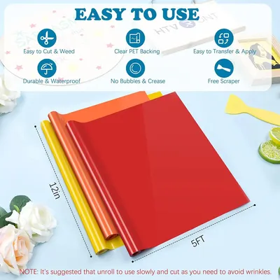 Produktbild von Selbstklebende Vinylrollen - Dekorfolie - 12er-Pack - PET - 30 x 150 cm - Mehrfarbig - Für Cricut und DIY