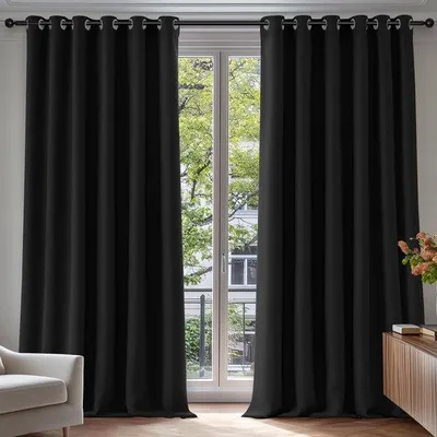 Produktbild von Famanu Verdunkelungs-Vorhänge Set von 2 Stück, 229x229 cm, schwarz