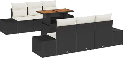 Image de vidaXL Salon de jardin avec coussins 7 pcs noir et crème