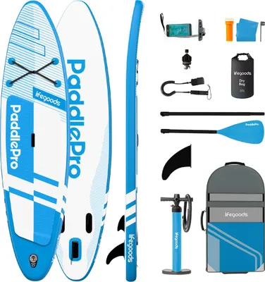 Produktbild von LifeGoods PaddlePro SUP Board Pro - Pro Set - Aufblasbares Paddle Board - Max. 150 KG - 320x81 cm - Sky Blue