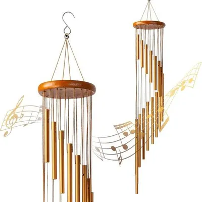 Imagen del producto de Campana de viento de aluminio para exteriores, con 18 tubos de metal. Decoración ideal para jardín y terraza