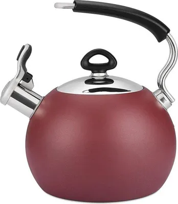 Zdjęcie produktu dla Unyqoos® Czajnik do herbaty 1,9 L – gwizdek do podgrzewania wody, wykonany ze stali nierdzewnej 18/8, przeznaczony do kuchenek gazowych, indukcyjnych i kempingowych, z dużą wylewką, kolor: czerwony