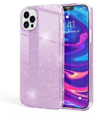 Obrázek produktu pro NALIA Glitter pouzdro na mobilní telefon pro iPhone 12 Pro Max, Bling Case Glitter Cover Bumper fialové