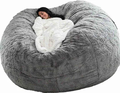 Zdjęcie produktu dla Dom Gąbka Łóżko Worek Fasoli Pokrowiec Na Krzesło Slipcover Podwójny Sypialnia Balkon Duża Kanapa Okrągły Miękki Puszysty Pokrowiec Bez Wypełnień Tylko Pokrowiec