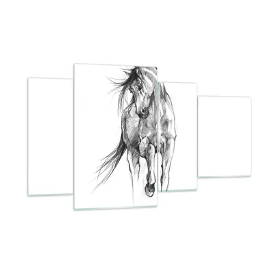 Produktbild von Bilder auf glas - 4 Teile - Pferd Galopp Tier - 120x70cm - Glasbilder - Wandbilder - Bilder - zum Aufhängen bereit - Wanddekoration aus Glas - Glas Bilder - Wandbild auf Glas - GDL120x70-5080