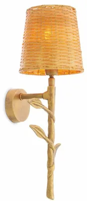 Image de Applique murale de luxe Casa Padrino, style vintage, laiton / teintes naturelles, H. 42,5 cm