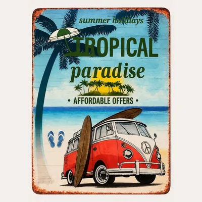 Produktbild von KEYHOMESTORE | Dekorativer Blechtisch „Tropical“ 40x30 cm