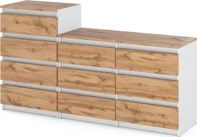 Zdjęcie produktu dla Komoda 10 Szuflad Szafka Salon Sypialnia Nowoczesna 160Cm Biały Dąb Wotan