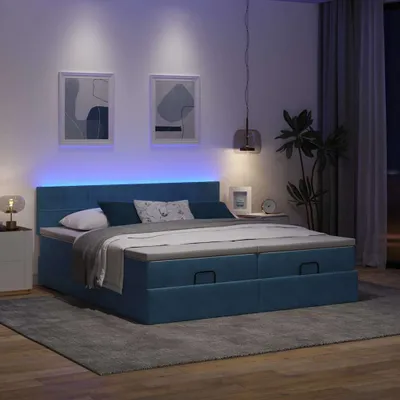 Obrázek produktu pro Maison Exclusive - Osmanský rám postele s matracíes tmavě modrá 160x200cm samet