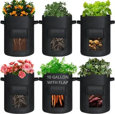 Productafbeelding van Famanu Kweekzakken, 10 gallon - 6-delige set met klapdeksel, zwart