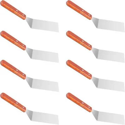 Produktbild von Grillspatel-Set, 8 Stück – Edelstahl mit Holzgriffen – ideal für Teppanyaki